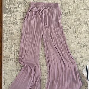 Zara Wide-Leg Pleated Pants in Light Mauve